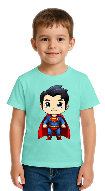 Unisex Superman Baskılı Çocuk Tişört pamuklu penye kumaş