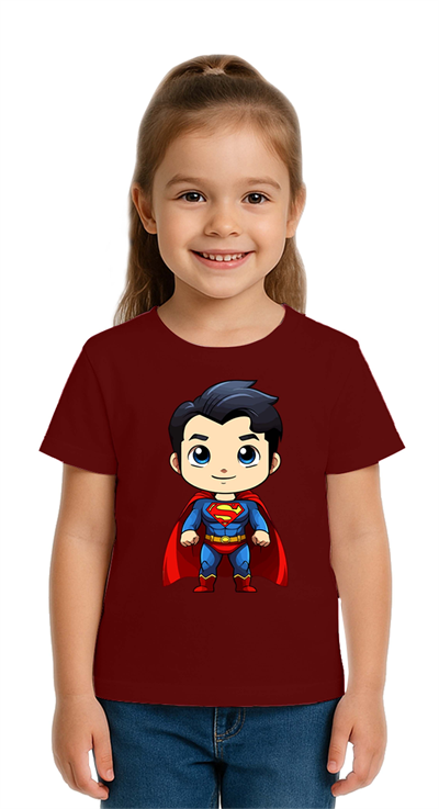 Unisex Superman Baskılı Çocuk Tişört pamuklu penye kumaş