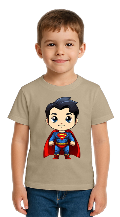 Unisex Superman Baskılı Çocuk Tişört pamuklu penye kumaş