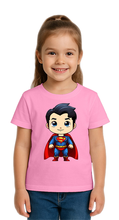 Unisex Superman Baskılı Çocuk Tişört pamuklu penye kumaş