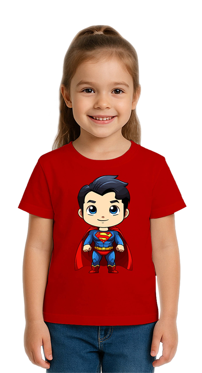 Unisex Superman Baskılı Çocuk Tişört pamuklu penye kumaş