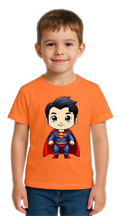 Unisex Superman Baskılı Çocuk Tişört pamuklu penye kumaş