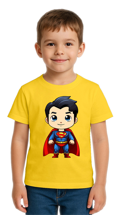 Unisex Superman Baskılı Çocuk Tişört pamuklu penye kumaş