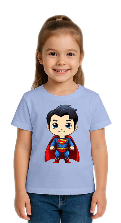 Unisex Superman Baskılı Çocuk Tişört pamuklu penye kumaş