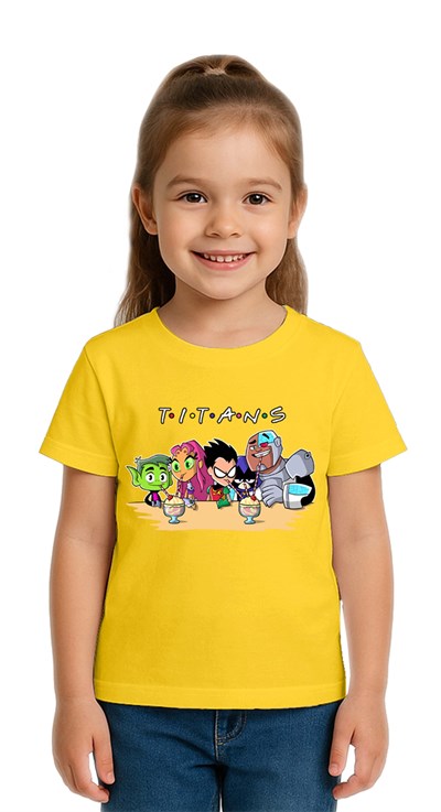 Unisex Teen Titans Go baskılı Çocuk Tişört pamuklu penye kumaş