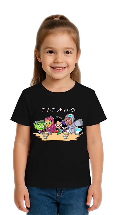 Unisex Teen Titans Go baskılı Çocuk Tişört pamuklu penye kumaş