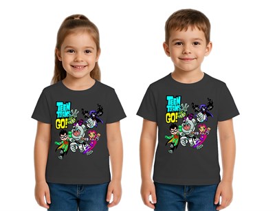 Unisex Teen Titans Go baskılı Çocuk Tişört pamuklu penye kumaş