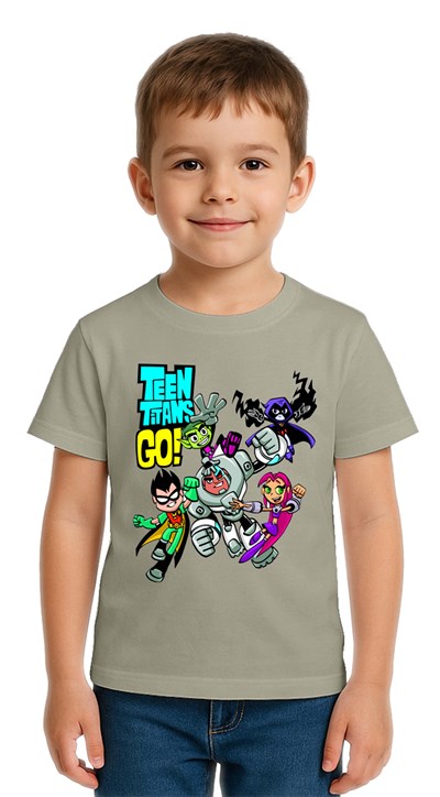 Unisex Teen Titans Go baskılı Çocuk Tişört pamuklu penye kumaş