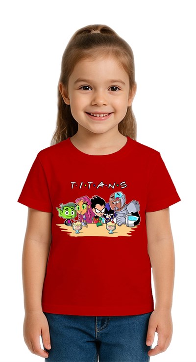 Unisex Teen Titans Go baskılı Çocuk Tişört pamuklu penye kumaş