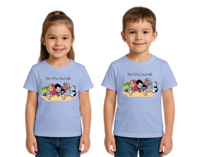 Unisex Teen Titans Go baskılı Çocuk Tişört pamuklu penye kumaş