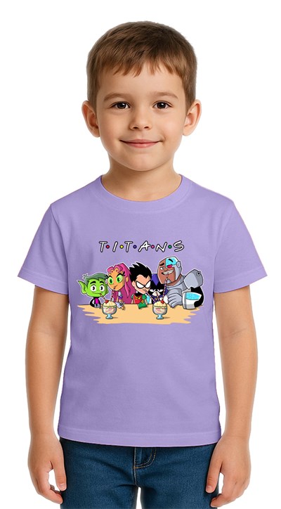 Unisex Teen Titans Go baskılı Çocuk Tişört pamuklu penye kumaş