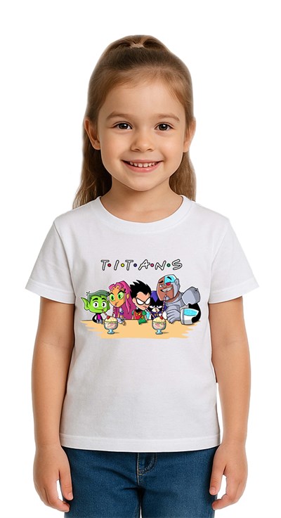 Unisex Teen Titans Go baskılı Çocuk Tişört pamuklu penye kumaş