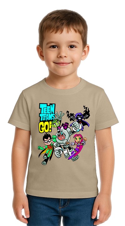 Unisex Teen Titans Go baskılı Çocuk Tişört pamuklu penye kumaş