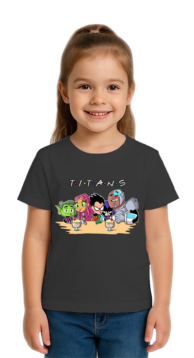 Unisex Teen Titans Go baskılı Çocuk Tişört pamuklu penye kumaş