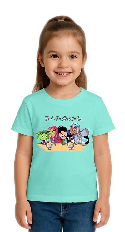 Unisex Teen Titans Go baskılı Çocuk Tişört pamuklu penye kumaş