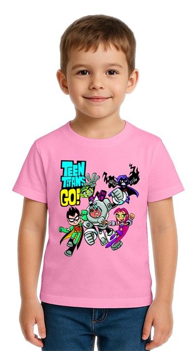 Unisex Teen Titans Go baskılı Çocuk Tişört pamuklu penye kumaş