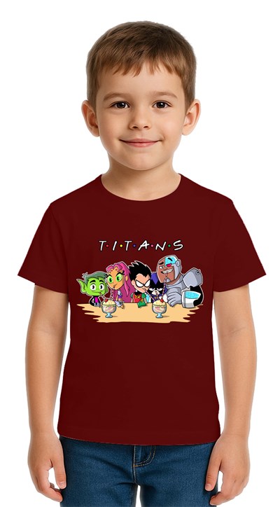 Unisex Teen Titans Go baskılı Çocuk Tişört pamuklu penye kumaş