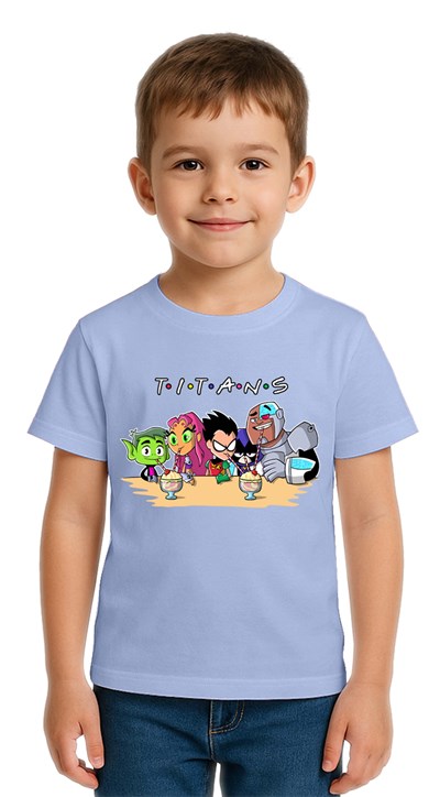 Unisex Teen Titans Go baskılı Çocuk Tişört pamuklu penye kumaş