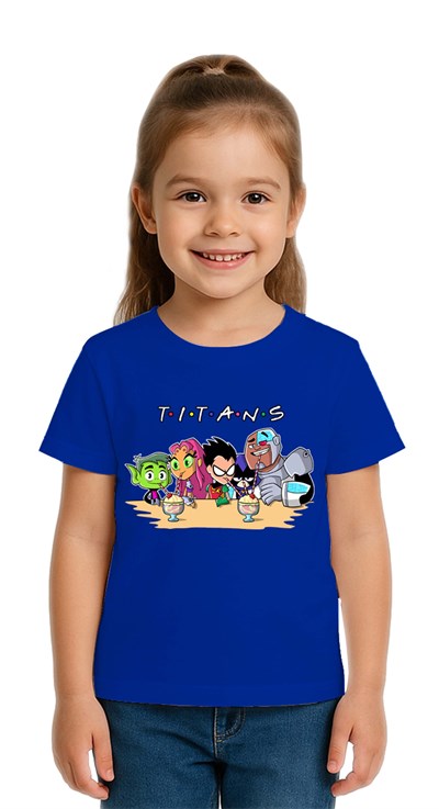 Unisex Teen Titans Go baskılı Çocuk Tişört pamuklu penye kumaş