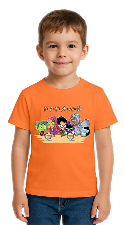 Unisex Teen Titans Go baskılı Çocuk Tişört pamuklu penye kumaş