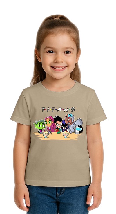 Unisex Teen Titans Go baskılı Çocuk Tişört pamuklu penye kumaş