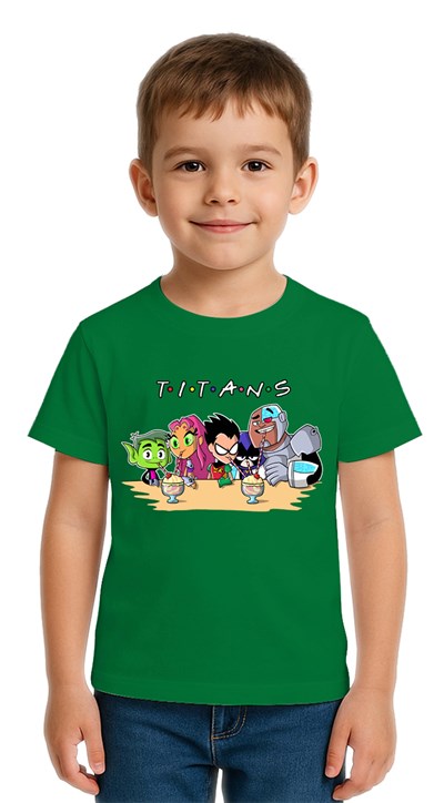 Unisex Teen Titans Go baskılı Çocuk Tişört pamuklu penye kumaş