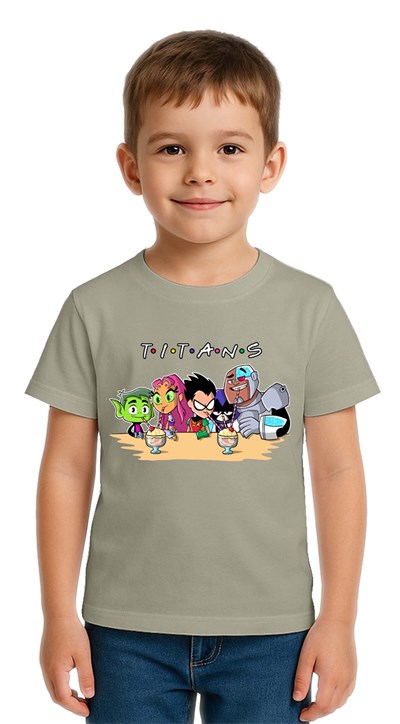 Unisex Teen Titans Go baskılı Çocuk Tişört pamuklu penye kumaş