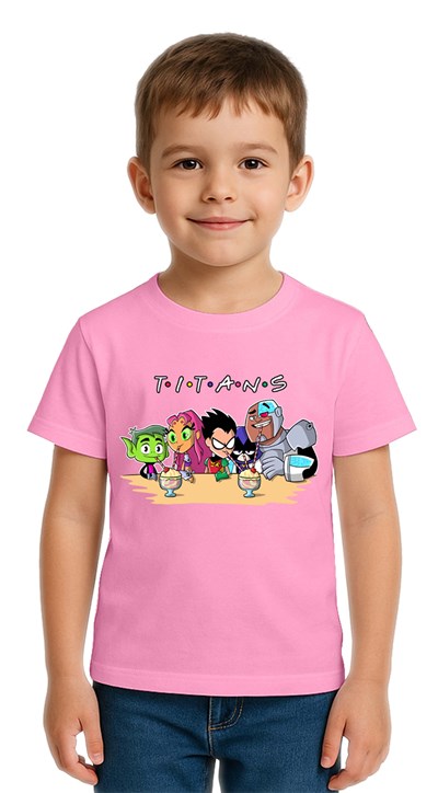 Unisex Teen Titans Go baskılı Çocuk Tişört pamuklu penye kumaş