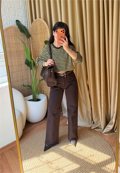 Mira Acı Kahve Wide Leg Pantolon