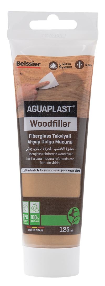 Aguaplast - Açık Ceviz Fiberglass Katkılı Ahşap Dolgu Tamir Macunu 125 ml