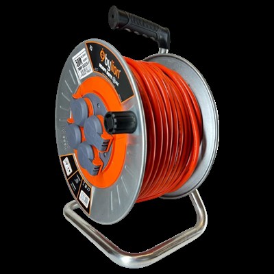 Bylion MMP-50315F 3x1.5 mm 50 Mt Metal Makaralı Kapaklı Seyyar Uzatma Kablosu Termal Sigortalı CCA