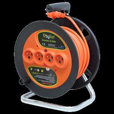 Bylion PMK-30325F 3x2.5 mm 30 Mt Seyyar Makaralı Uzatma Kablosu Termal Sigortalı CCA