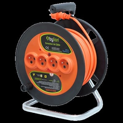 Bylion PMK-50315F 3x1.5 mm 50 Mt Seyyar Makaralı Uzatma Kablosu Termal Sigortalı CCA