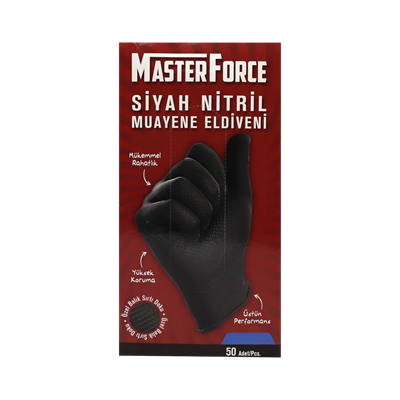 Master Force Siyah Nitril Muayene Eldiveni Extra Large