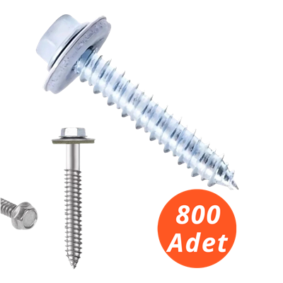 Meridyen Betofast Sivri Uçlu Çatı Panel Beton Ağaç Vidası 6,3*90 800 Adet - 8 mm Somun Adaptörü ile Kullanılır