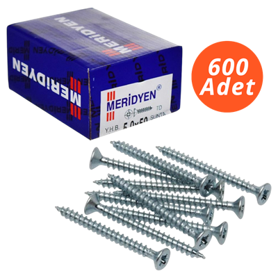 Meridyen Sunta Vidası 6,0*200 mm 600 Adet Tam Diş - PZ 3 Bits Uç ile Kullanılır