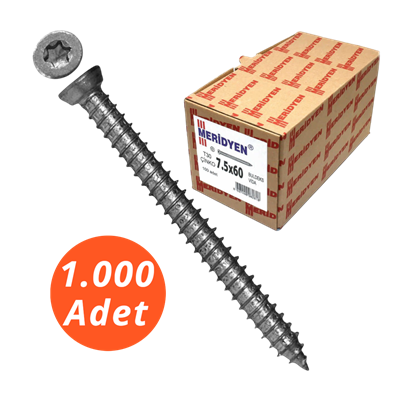 Meridyen Tdr Buldeks Montaj Vidası 7,5*150 mm 500 Adet - T30 Bits Uç ile Kullanılır