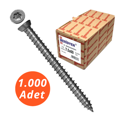 Meridyen Tdr Buldeks Montaj Vidası 7,5*60 mm 1.000 Adet - T30 Bits Uç ile Kullanılır