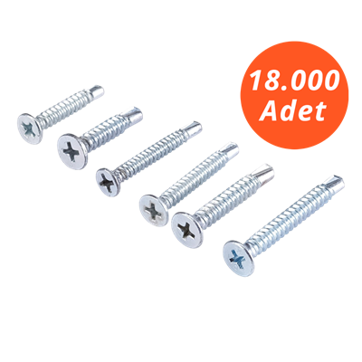 Meridyen YHB 3,9*19 Matkap Uçlu Vida 18.000 - PH 2 Bits Uç ile Kullanılır