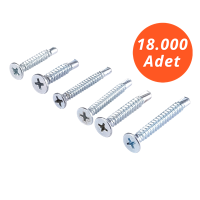 Meridyen YHB 3,9*19 Matkap Uçlu Vida 18.000 - PH 2 Bits Uç ile Kullanılır