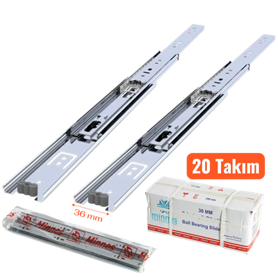 Minnes Teleskopik Çekmece Rayı 36*450 mm 20li Koli