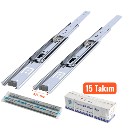 Minnes Teleskopik Çekmece Rayı 43*350 mm 15li Koli