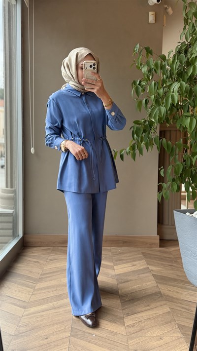 Beli Ayarlanabilir Dökümlü Takım | Mavi