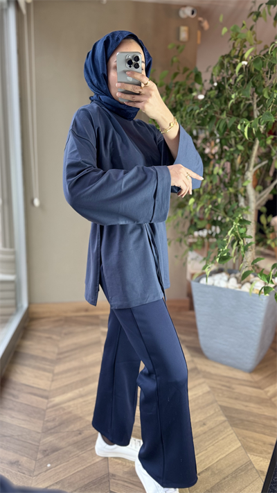 Oysho Kumaş Bağlamalı Tunik | Lacivert