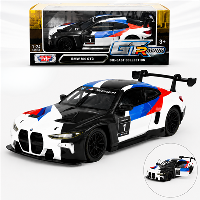 Oyuncak BMW-M4 GT3 Model Die Cast Model Araba Kutulu Metal Gövde Gerçekçi Görünüm Koleksiyon Ürünü 1:24 Ölçek
