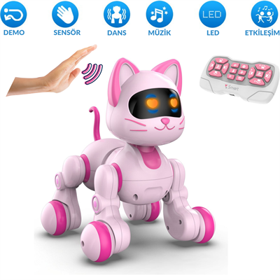 Oyuncak Full Fonksiyon Uzaktan Kumandalı El Sensörlü Şarjlı Işıklı Müzikli Dansçı Robot Kedi