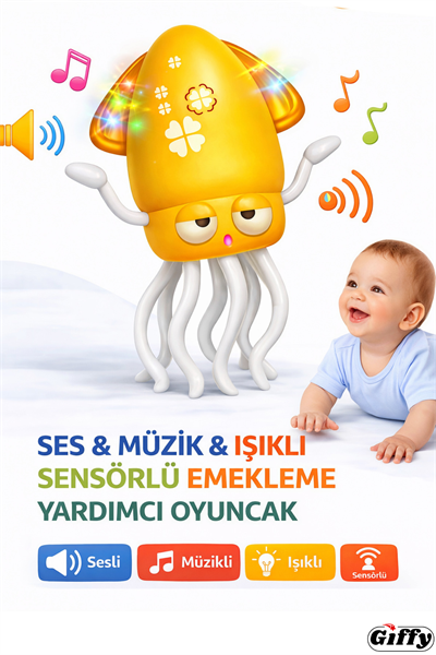 Oyuncak Sesli Işıklı Sensörlü Akıllı Emekleme Oyuncağı – Bebekler İçin Hareket Teşvik Edici Eğitici