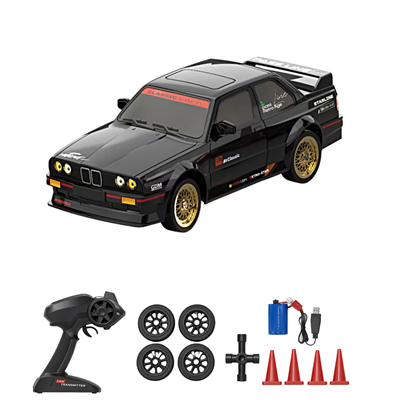 Oyuncak Uzaktan Kumandalı 50 KM/H Hızlı Drift Araba ESP Denge Sistemli 370 Motorlu Şarjlı LED Işıklı RC Araba 27,5 cm (Siyah)