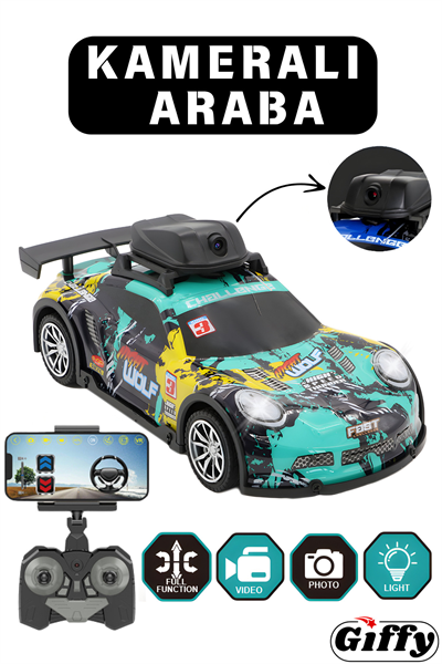 Oyuncak Uzaktan Kumandalı Kameralı Araba HD Fotoğraf ve Video Çekilen Şarjlı Led Işıklı Araç