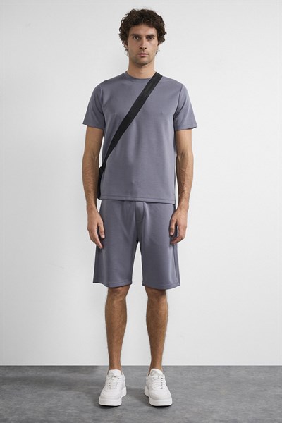 0036882 Vip Stendo Erkek Şort Tişört Takımı Koyu Gri